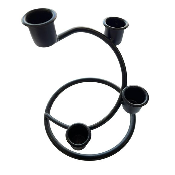 Rustic Style Black Metal Candle Holder - Picture 2 of 4